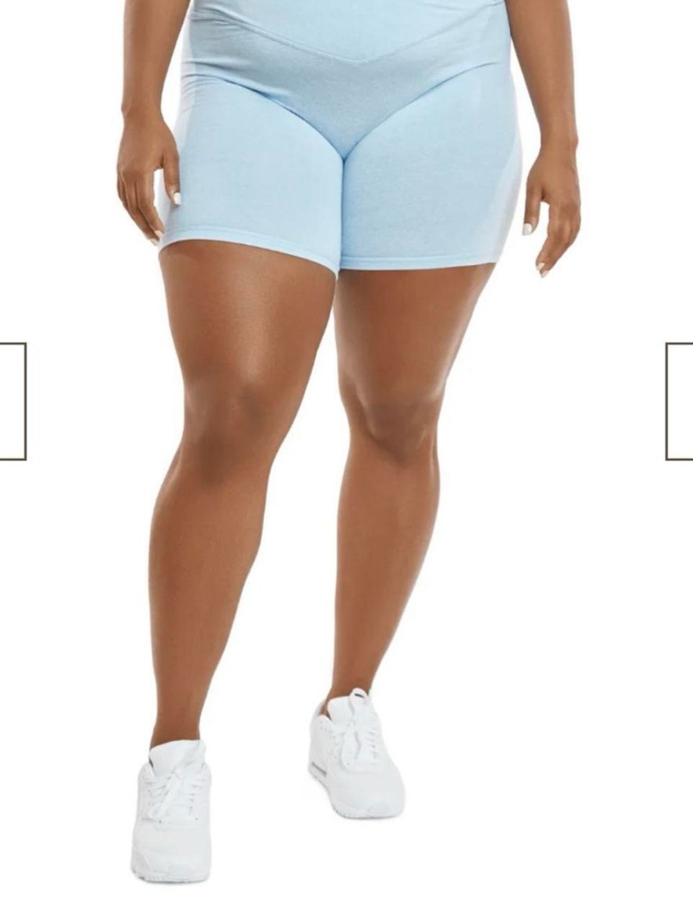 Plus-Size Light Blue High-Rise Athletic Bike Shorts